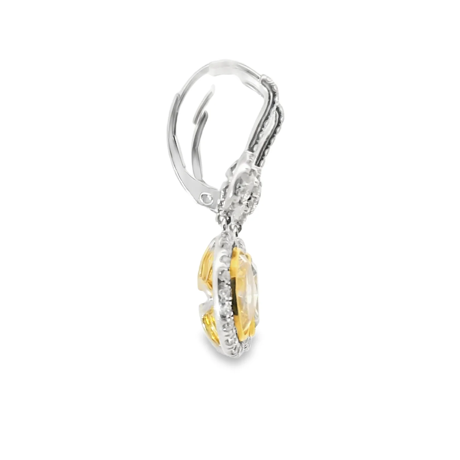 Yellow Diamond Drop Earrings - Image 4