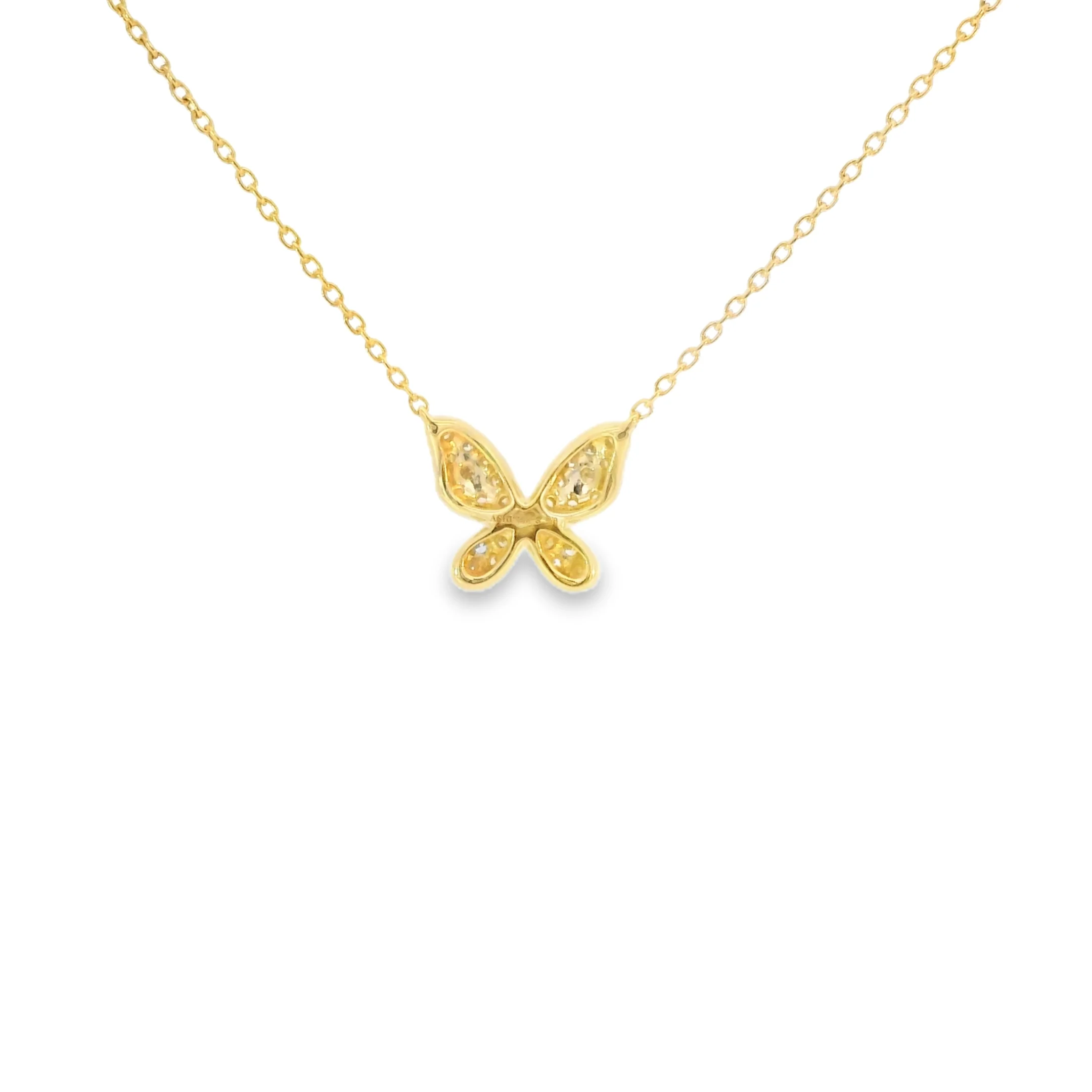 Yellow Gold Diamond Butterfly Necklace - Image 3