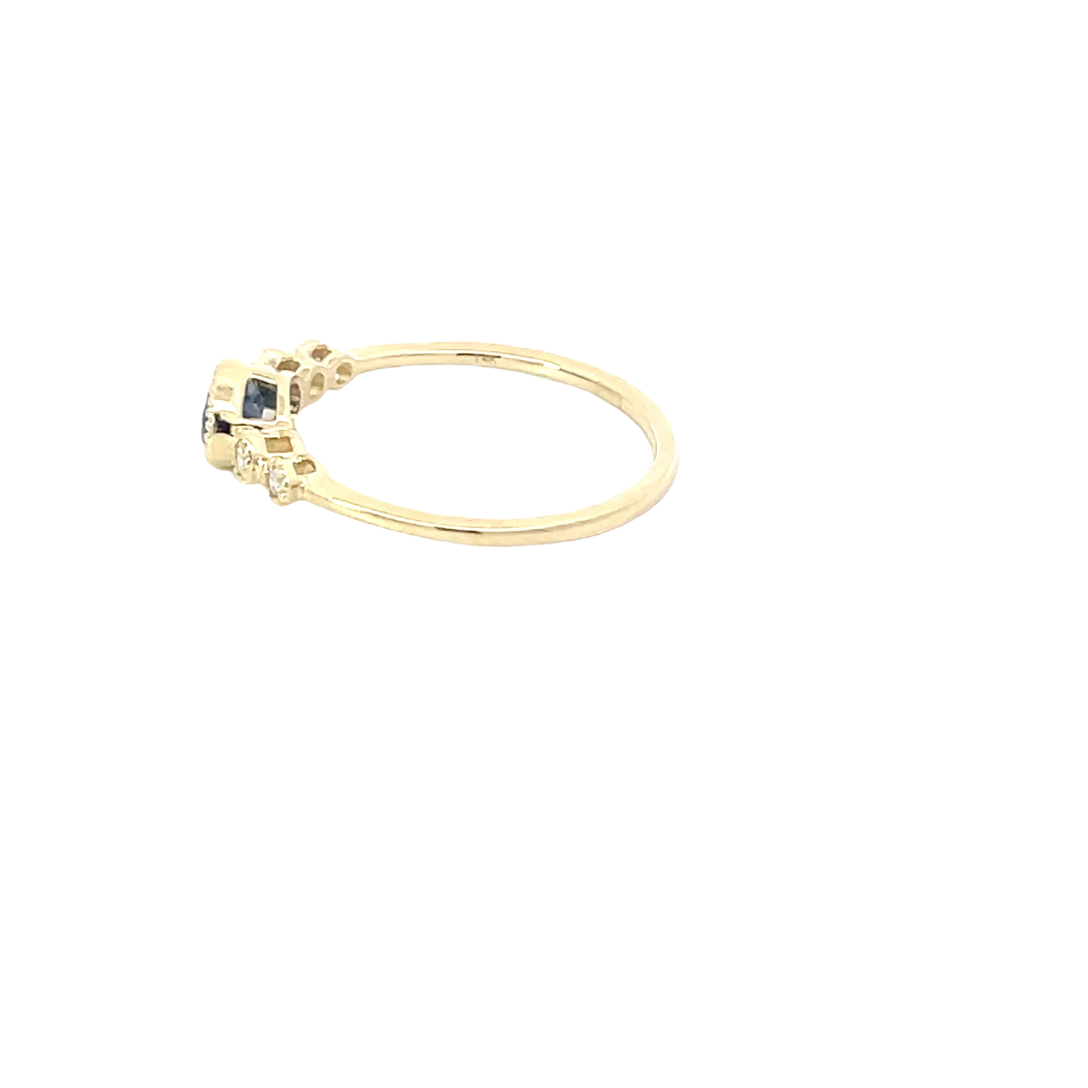 Yellow Gold Diamond Sapphire Ring - Image 2