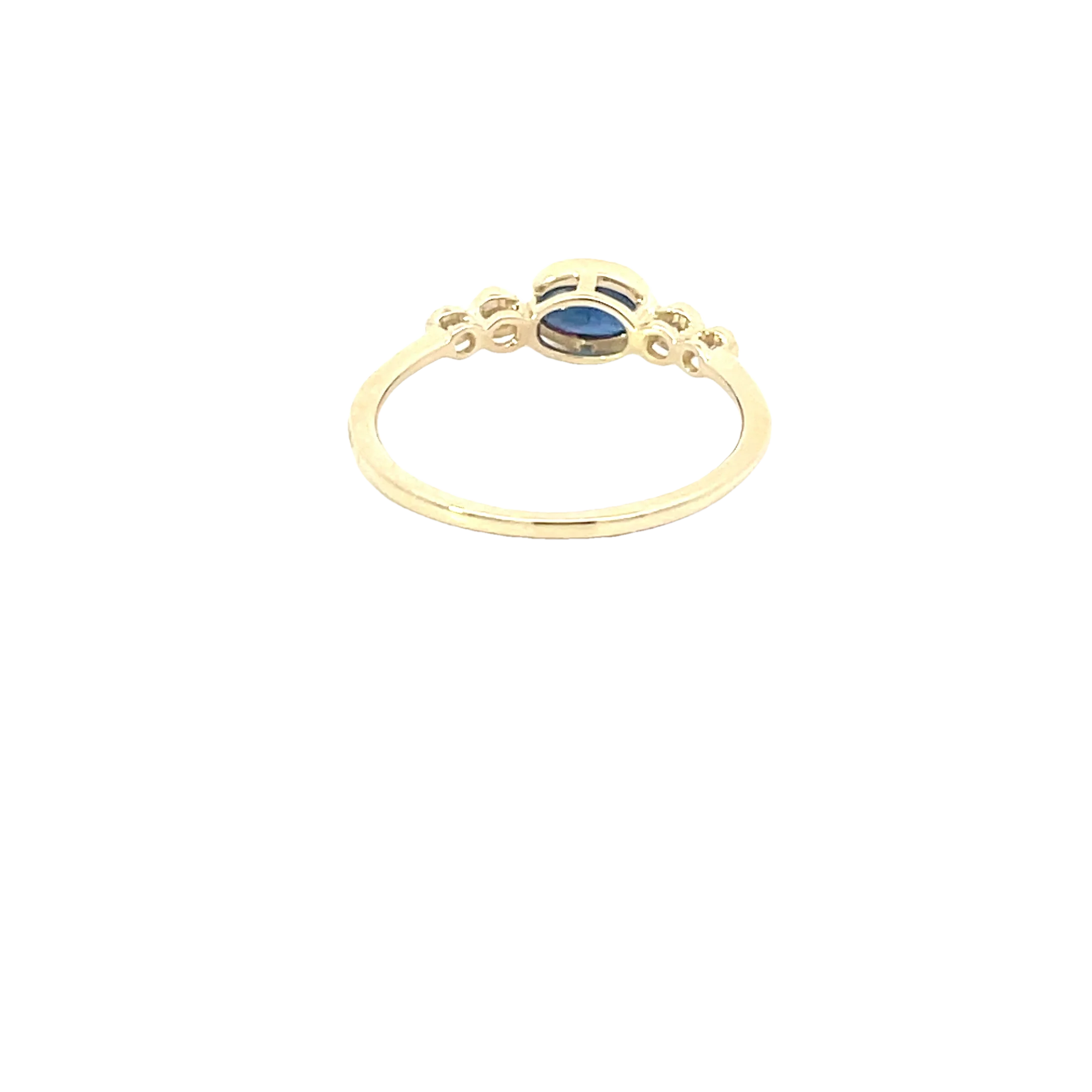 Yellow Gold Diamond Sapphire Ring - Image 3