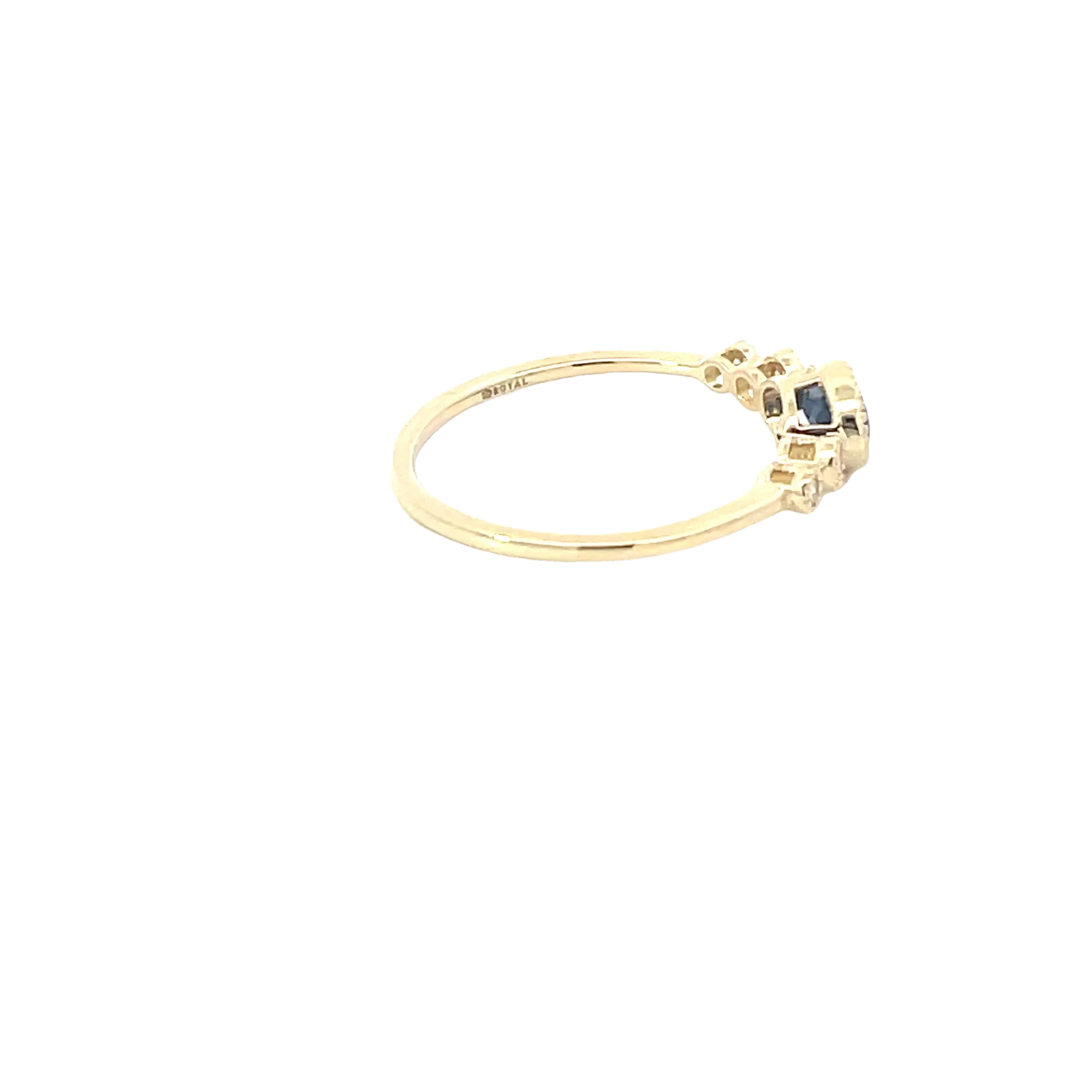 Yellow Gold Diamond Sapphire Ring - Image 4