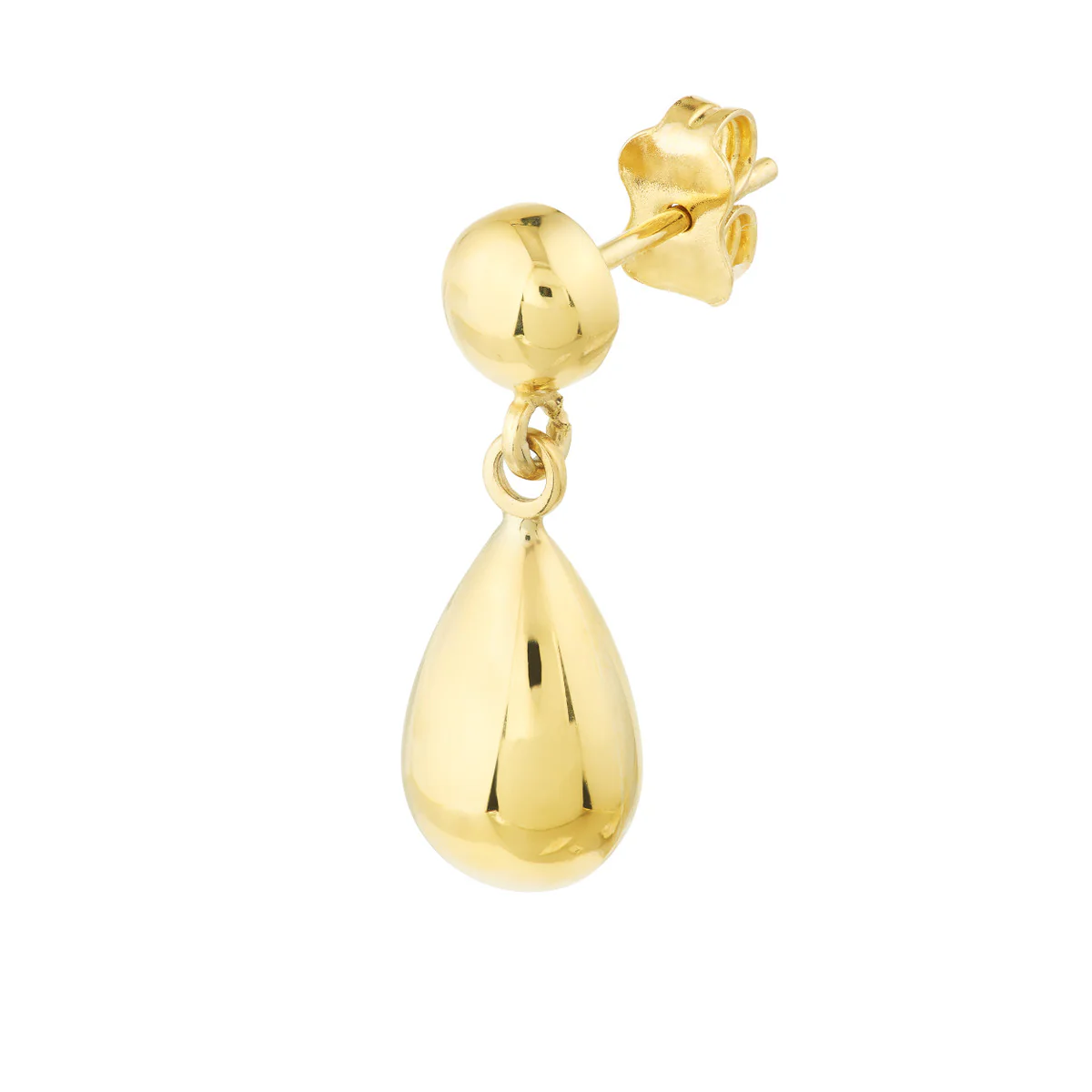 Yellow Gold Drop Stud Earring - Image 3