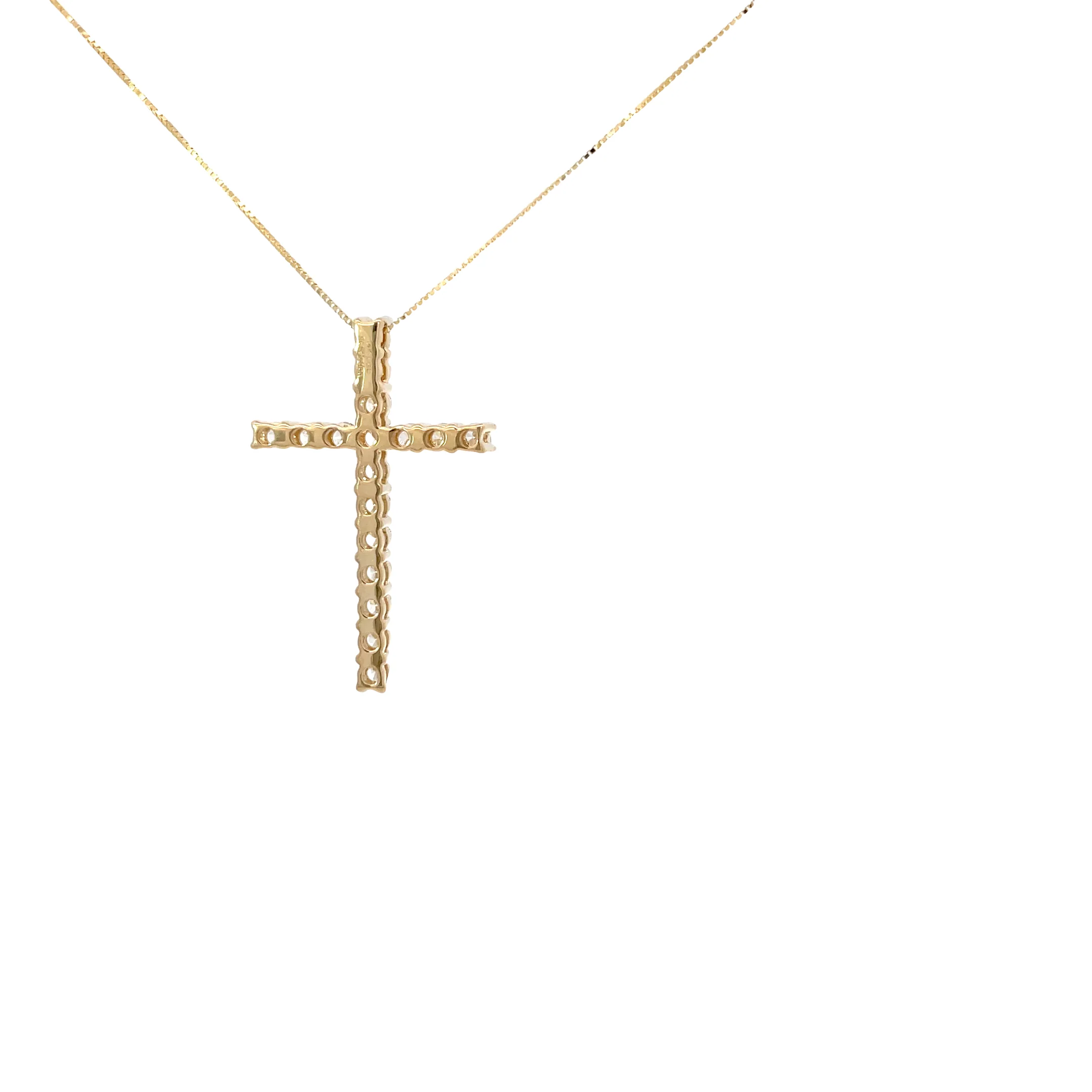 Yellow Gold Lab Grown Diamond Cross Pendant - Image 3