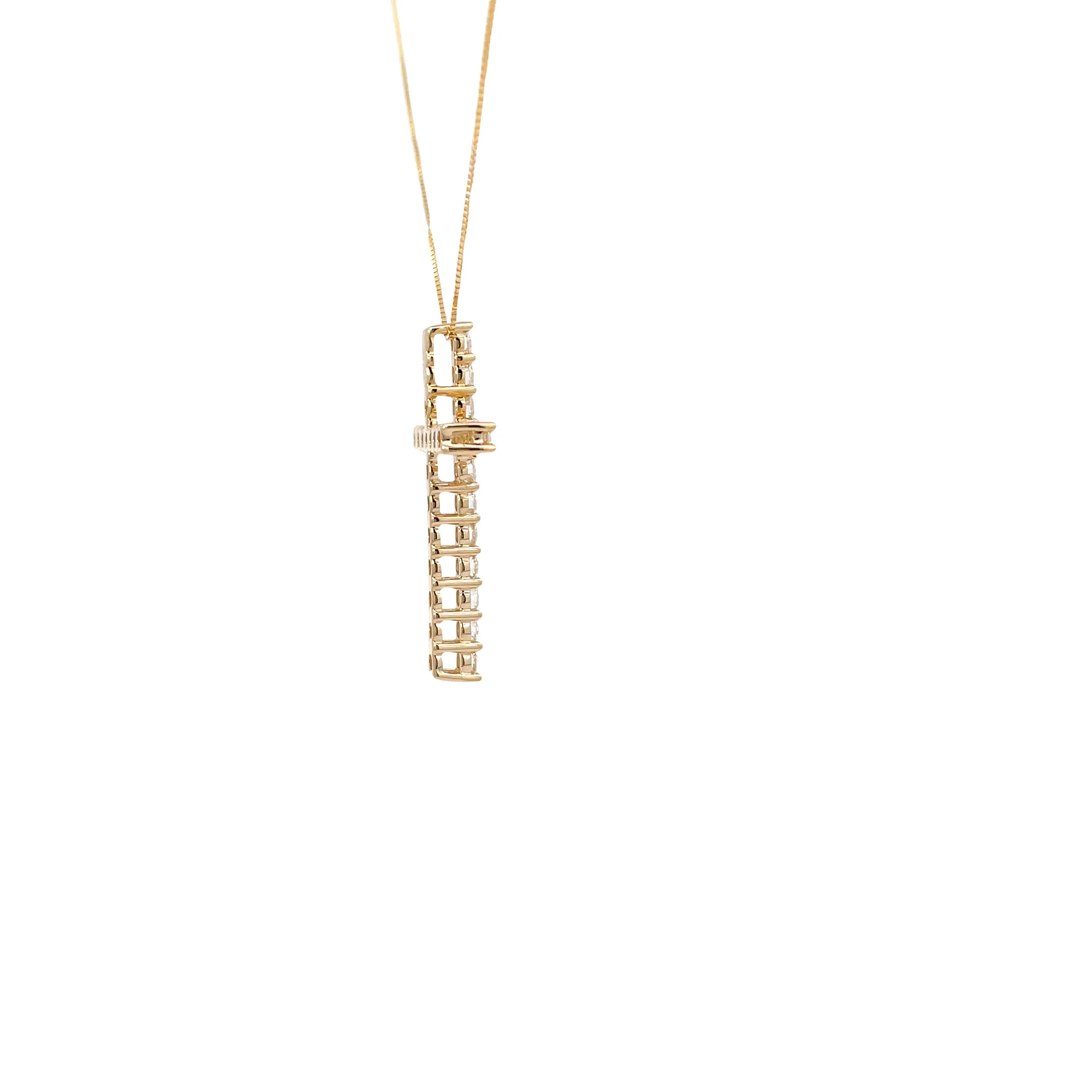 Yellow Gold Lab Grown Diamond Cross Pendant - Image 4
