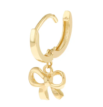 Yellow Gold Mini Bow Huggies - Image 2