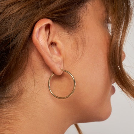 Yellow Gold Polished Hoops - Image 2