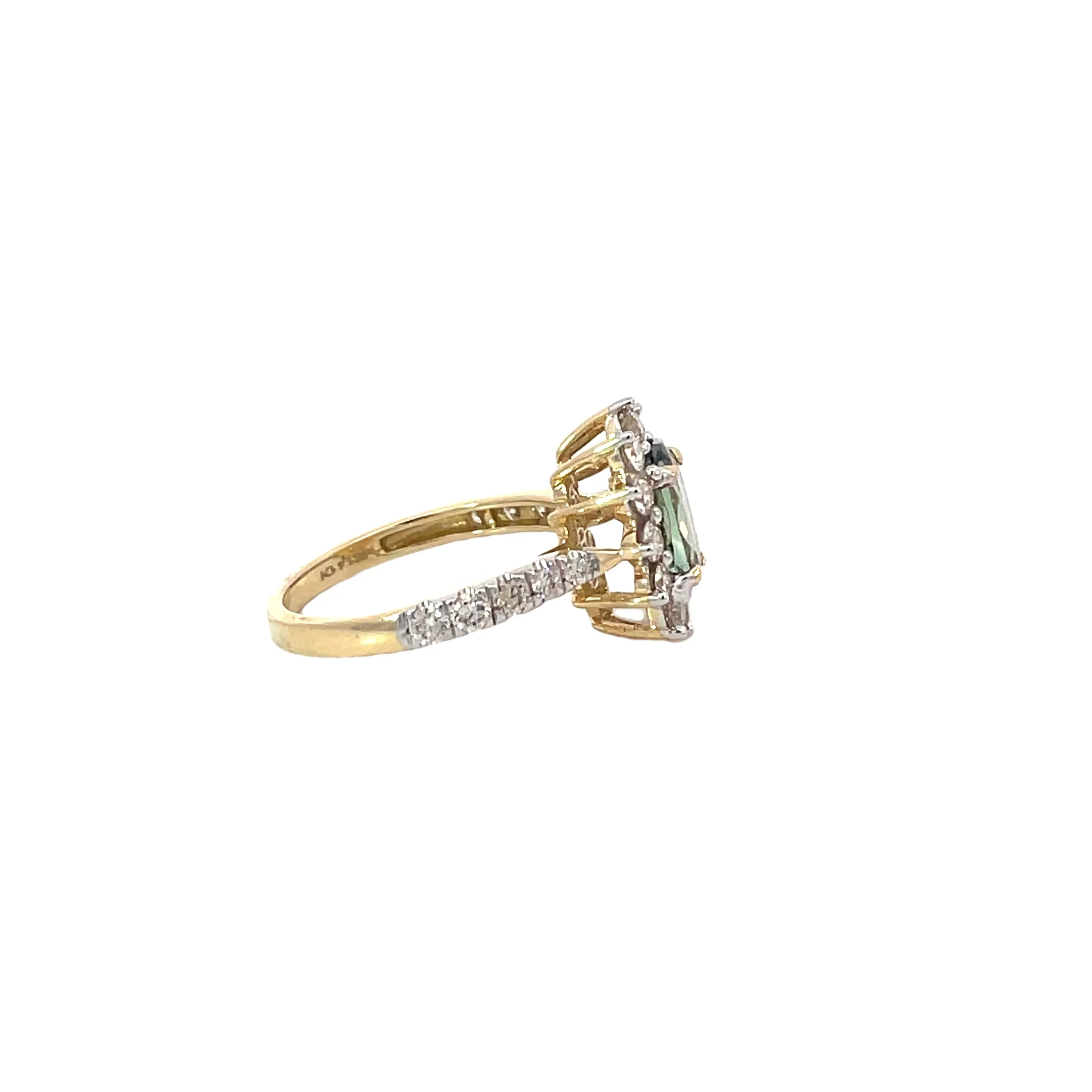 Yellow Gold Tanzanite Diamond Halo Ring - Image 4