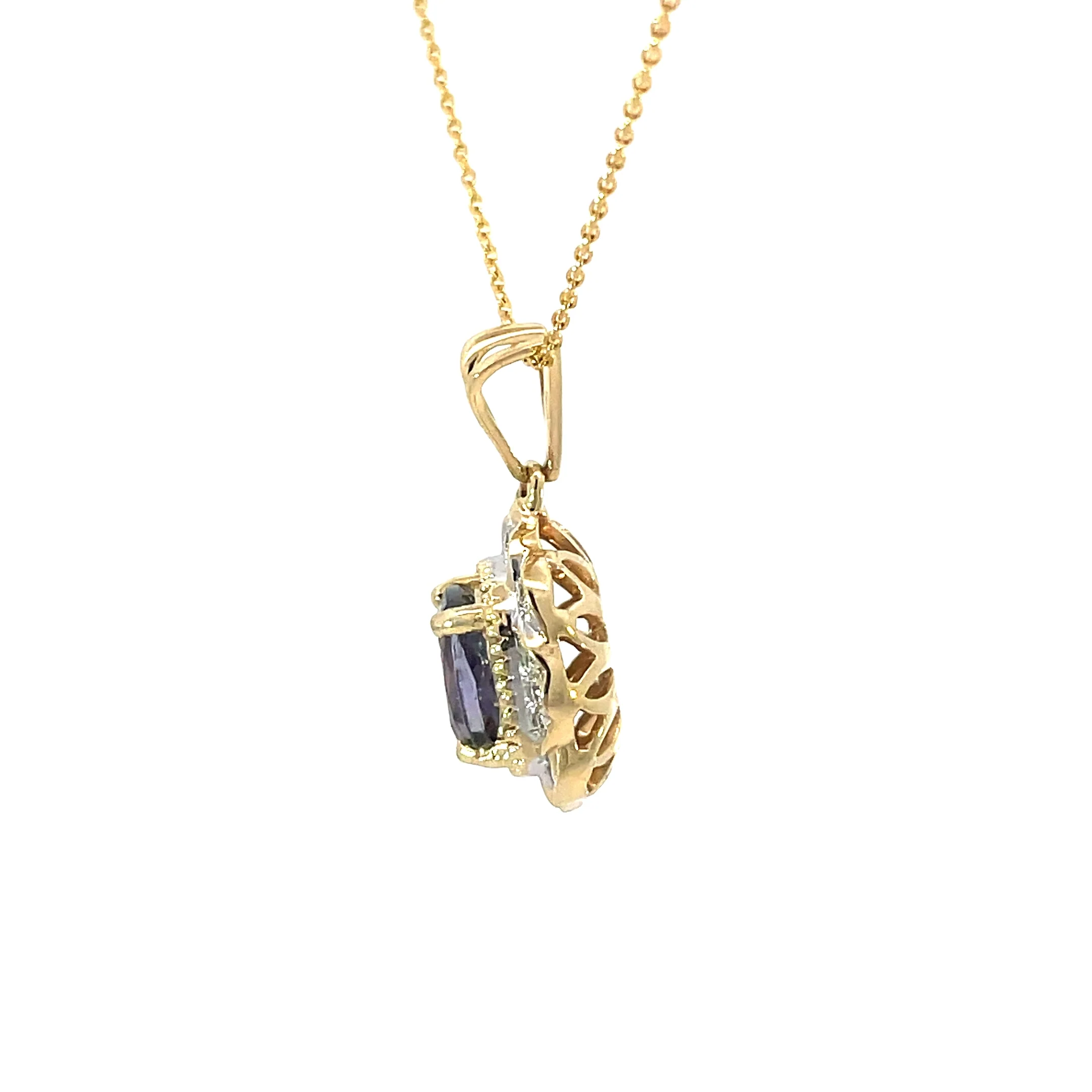 Yellow Gold Tanzanite Pendant Necklace - Image 2
