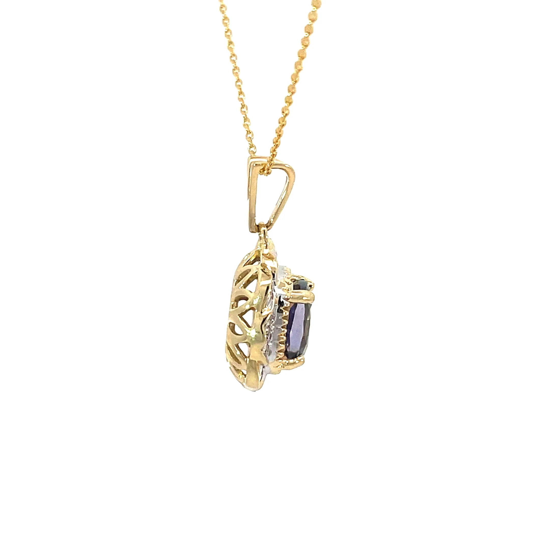 Yellow Gold Tanzanite Pendant Necklace - Image 4