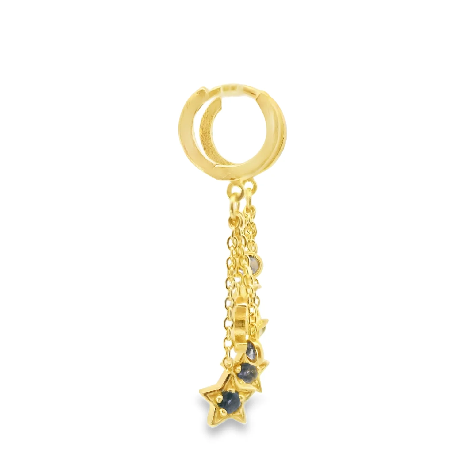 Yellow Gold Vermeil Huggies with Iolite Star and Moon - Image 3